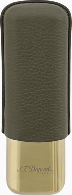 Dupont 183269 KHAKI GRAINED AND GOLD DOUBLE CIGAR CASE