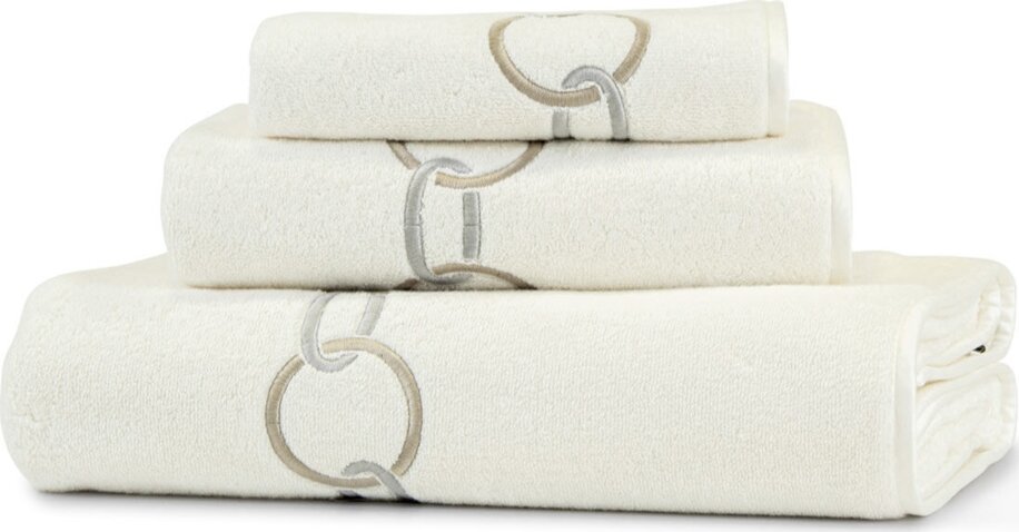 Frette - Links Embroidered Towel - Savage Beige/Gray - Bath Towel